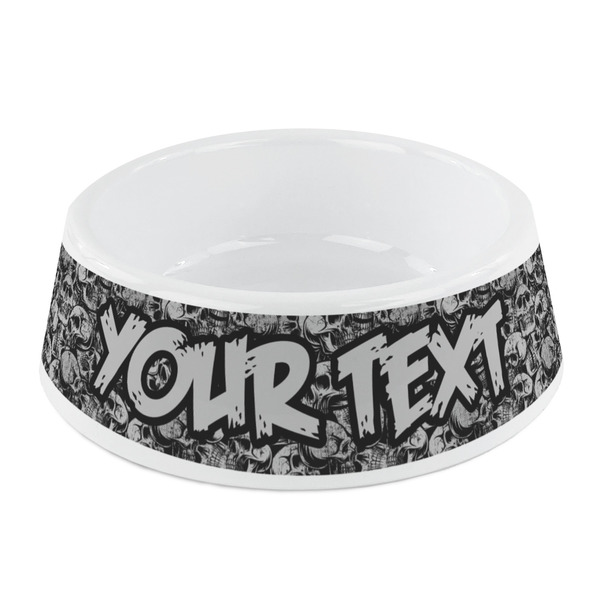 Custom Skulls Plastic Dog Bowl - Small (Personalized)