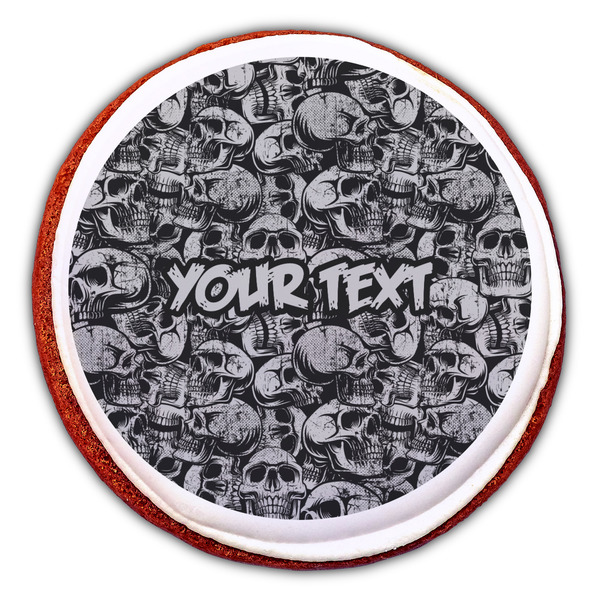 Skulls Printed Icing Circle - Large - On Cookie