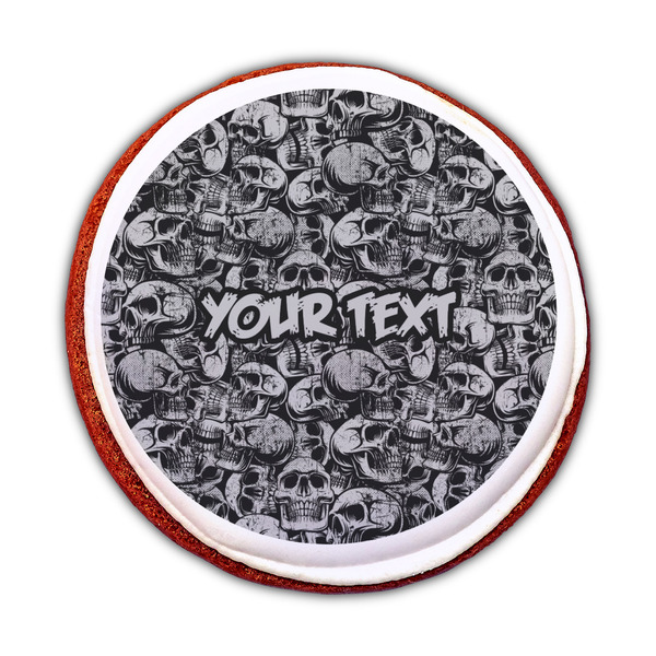 Skulls Printed Icing Circle - Medium - On Cookie