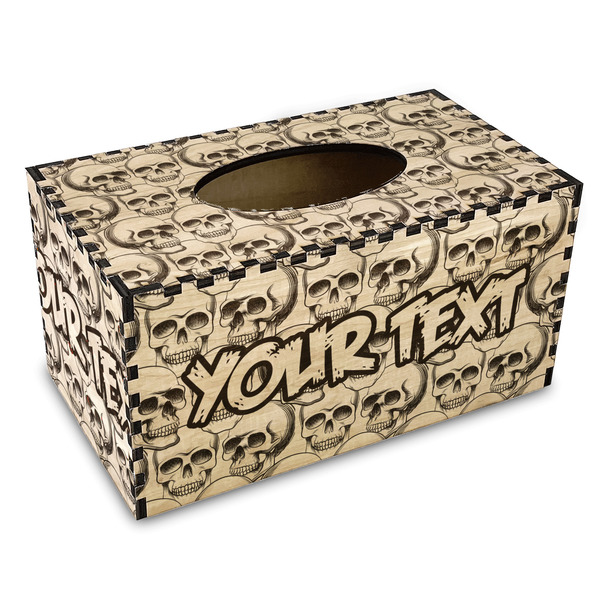 Custom Skulls Wood Tissue Box Cover - Rectangle (Personalized)