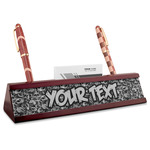 Skulls Red Mahogany Nameplate with Business Card Holder (Personalized)