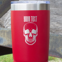 Skulls 20 oz Stainless Steel Tumbler - Red - Single Sided (Personalized)