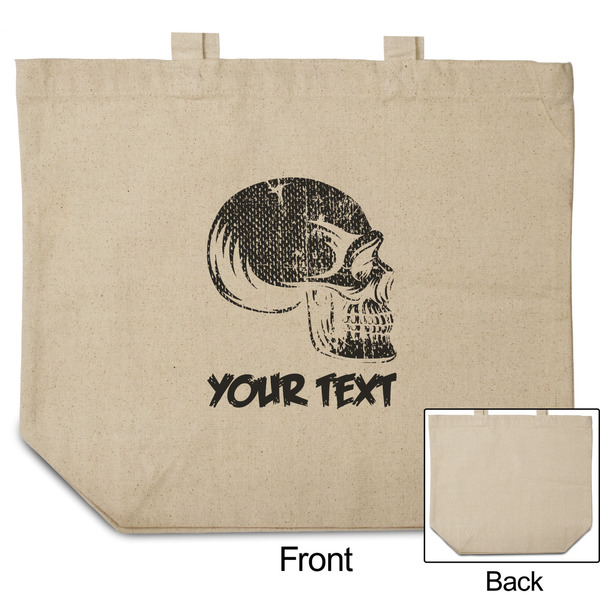 Skulls Reusable Cotton Grocery Bag - Front & Back View