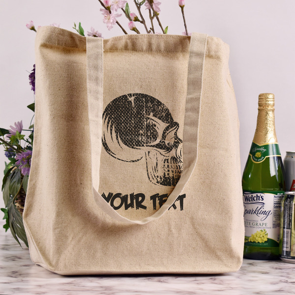 Skulls Reusable Cotton Grocery Bag - In Context