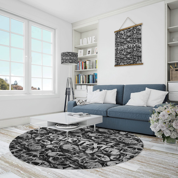 Skulls Round Area Rug - IN CONTEXT