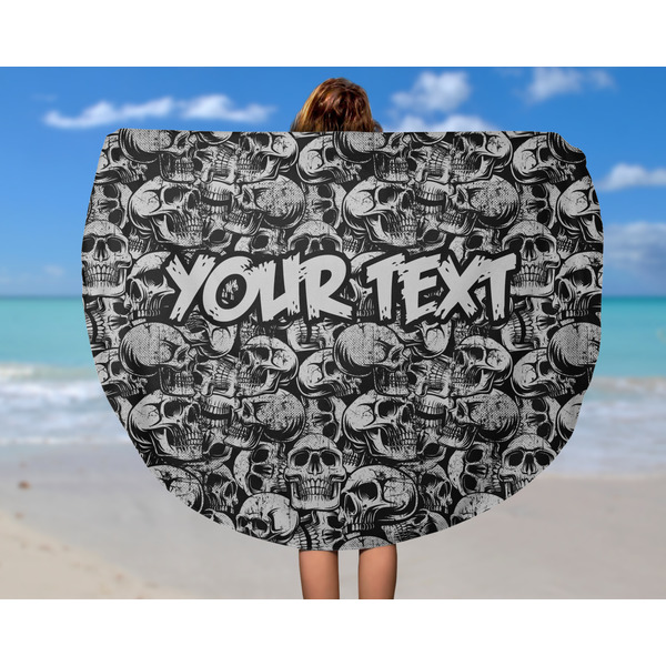 Skulls Round Beach Towel - In Use