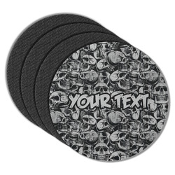Skulls Round Rubber Backed Coasters - Set of 4 (Personalized)