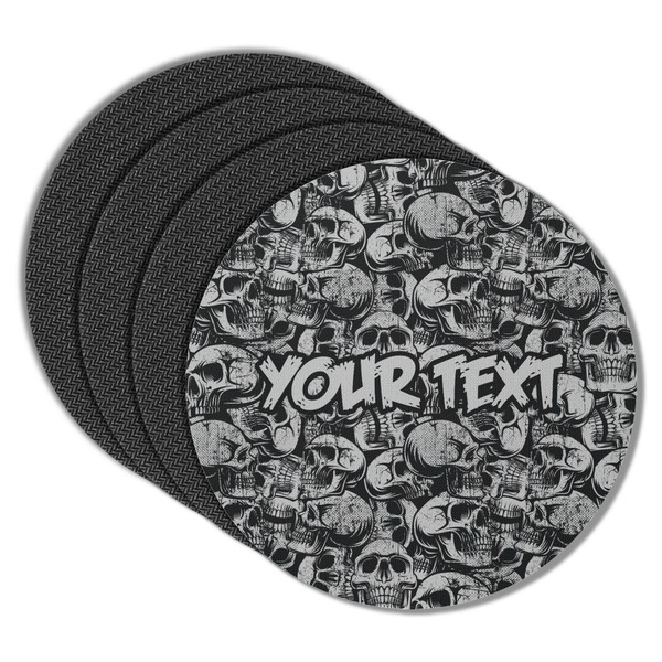 Custom Skulls Round Rubber Backed Coasters - Set of 4 (Personalized)