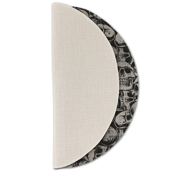 Skulls Round Linen Placemats - HALF FOLDED (single sided)