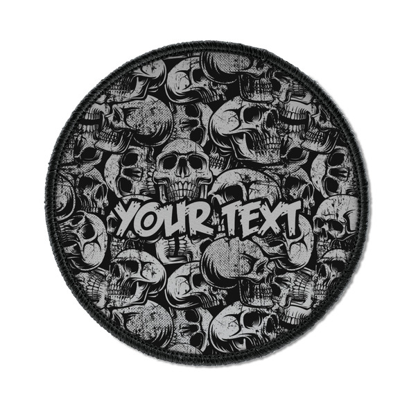 Custom Skulls Iron On Round Patch w/ Name or Text