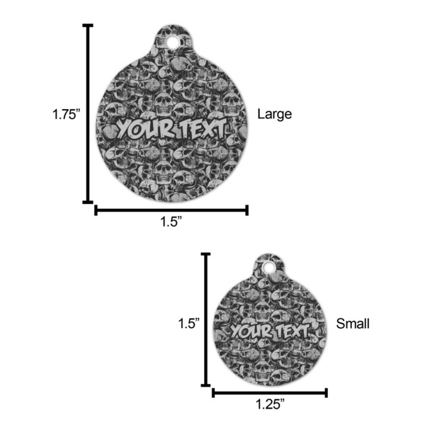 Skulls Round Pet ID Tag - Large - Comparison Scale