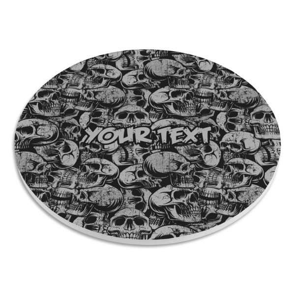 Skulls Round Stone Trivet - Angle View