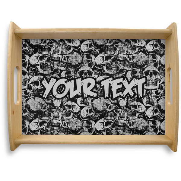 Custom Skulls Natural Wooden Tray - Large (Personalized)