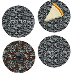 Skulls Set of 4 Glass Appetizer / Dessert Plate 8" (Personalized)