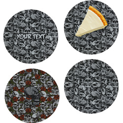 Skulls Set of 4 Glass Appetizer / Dessert Plate 8" (Personalized)