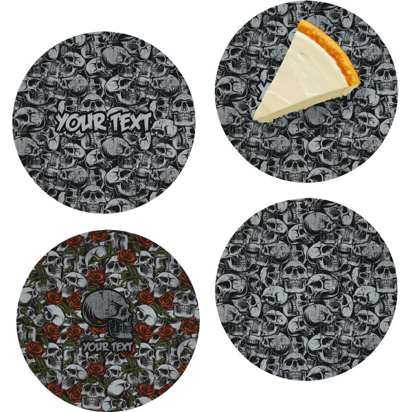 Custom Skulls Set of 4 Glass Appetizer / Dessert Plate 8" (Personalized)