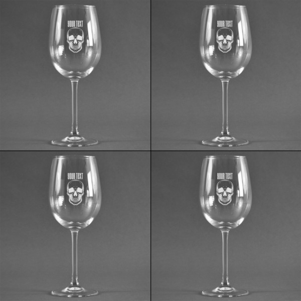 Skulls Set of Four Personalized Wineglasses (Approval)