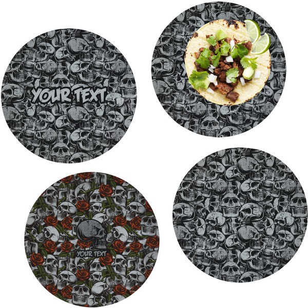 Custom Skulls Set of 4 Glass Lunch / Dinner Plate 10" (Personalized)