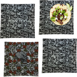 Skulls Set of 4 Glass Square Lunch / Dinner Plate 9.5" (Personalized)