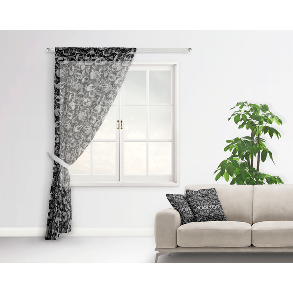 Skulls Sheer Curtain With Window and Rod - in Room Matching Pillow