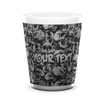 Skulls Ceramic Shot Glass - 1.5 oz - White - Single (Personalized)
