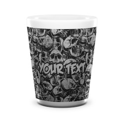 Skulls Ceramic Shot Glass - 1.5 oz - White - Set of 4 (Personalized)