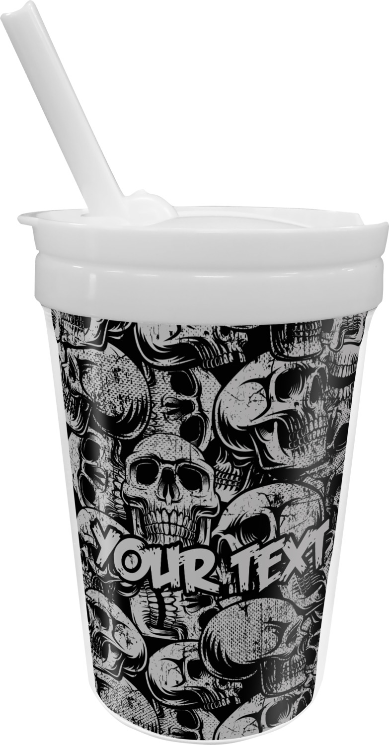 Skulls Sippy Cup with Straw (Personalized) YouCustomizeIt