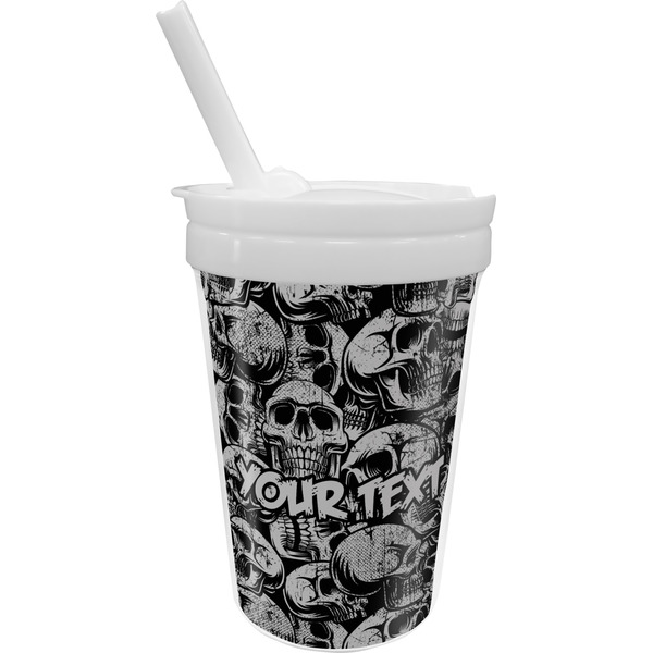 Custom Skulls Sippy Cup with Straw (Personalized)