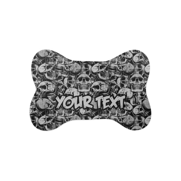 Custom Skulls Bone Shaped Dog Food Mat (Small) (Personalized)