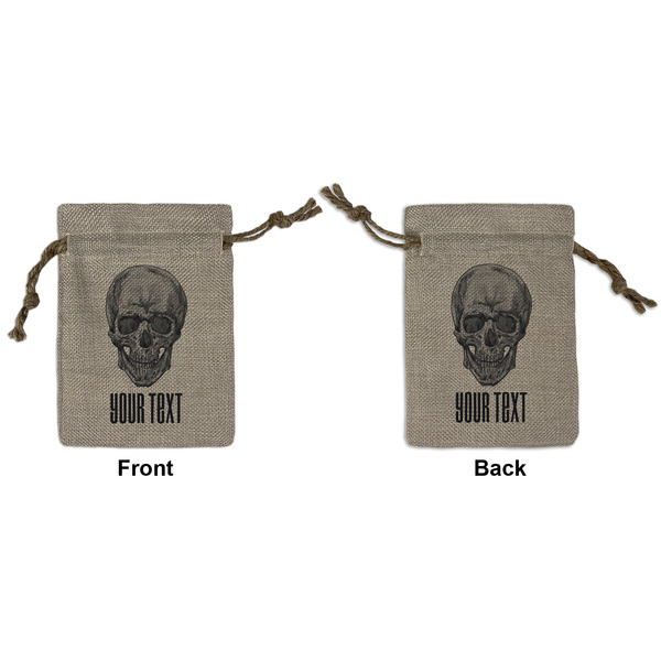 Custom Skulls Small Burlap Gift Bag - Front & Back (Personalized)