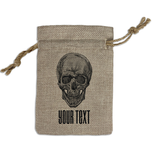 Custom Skulls Small Burlap Gift Bag - Front (Personalized)