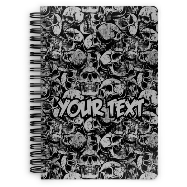 Custom Skulls Spiral Notebook - 7x10 w/ Name or Text
