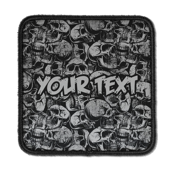 Custom Skulls Iron On Square Patch w/ Name or Text