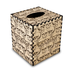 Skulls Wood Tissue Box Cover - Square (Personalized)