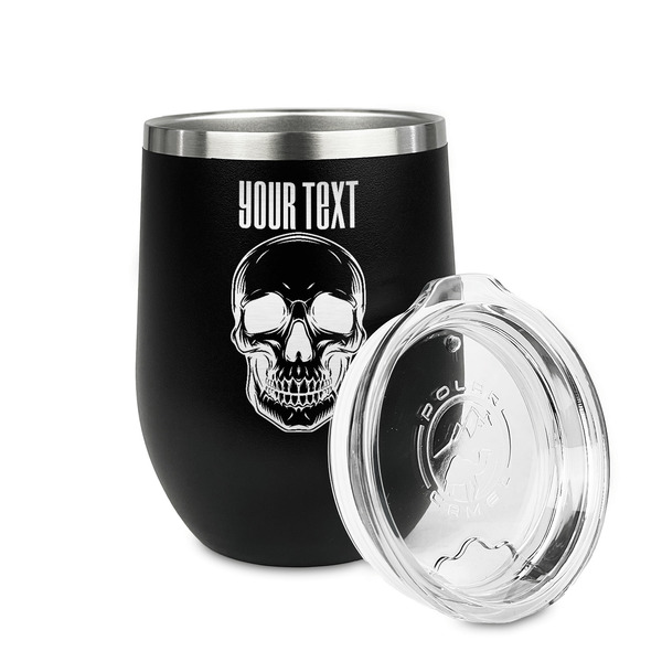 Skulls Stainless Wine Tumblers - Black - Single Sided - Alt View