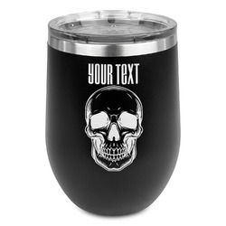 Skulls Stemless Stainless Steel Wine Tumbler - Black - Single Sided (Personalized)