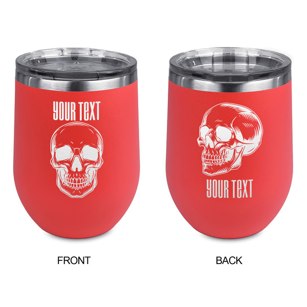 Skulls Stainless Wine Tumblers - Coral - Double Sided - Approval