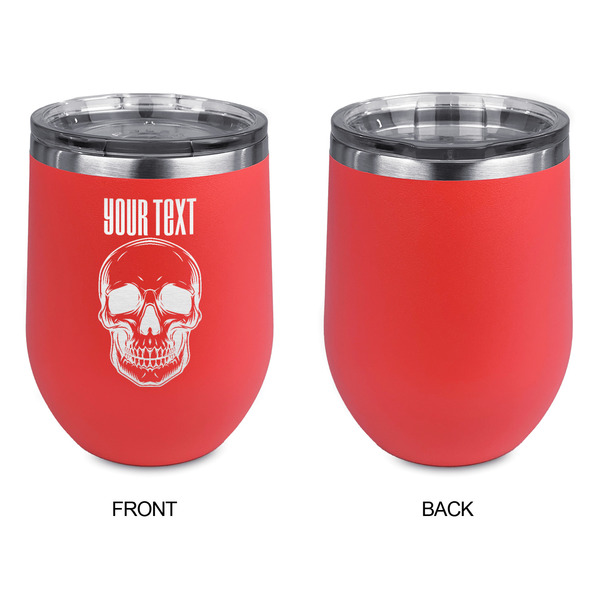 Skulls Stainless Wine Tumblers - Coral - Single Sided - Approval