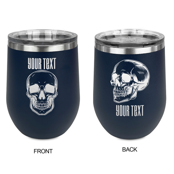 Skulls Stainless Wine Tumblers - Navy - Double Sided - Approval