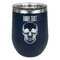 Skulls Stemless Stainless Steel Wine Tumbler - Navy - Double Sided (Personalized)