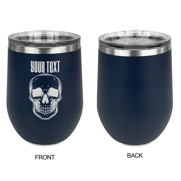 Skulls Stainless Wine Tumblers - Navy - Single Sided - Approval