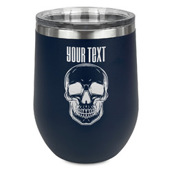 Skulls Stemless Wine Tumbler - 5 Color Choices - Stainless Steel  (Personalized)