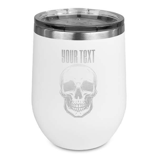 Custom Skulls Stemless Stainless Steel Wine Tumbler - White - Double Sided (Personalized)