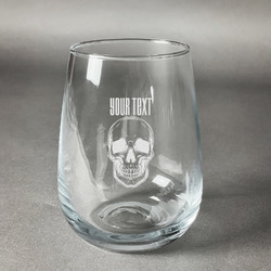 Skulls Stemless Wine Glass (Single) (Personalized)