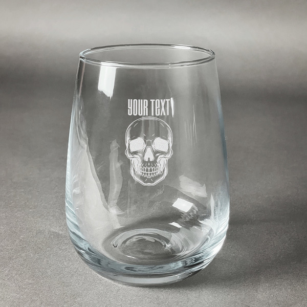 Custom Skulls Stemless Wine Glass (Single) (Personalized)