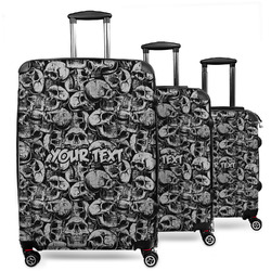 Skulls 3 Piece Luggage Set - 20" Carry On, 24" Medium Checked, 28" Large Checked (Personalized)