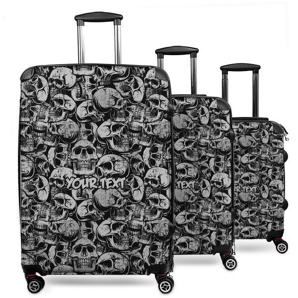 Custom Skulls 3 Piece Luggage Set - 20" Carry On, 24" Medium Checked, 28" Large Checked (Personalized)