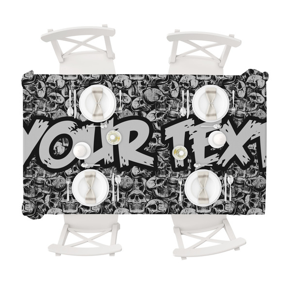 Skulls Tablecloths (58"x102") - TOP VIEW (with plates)