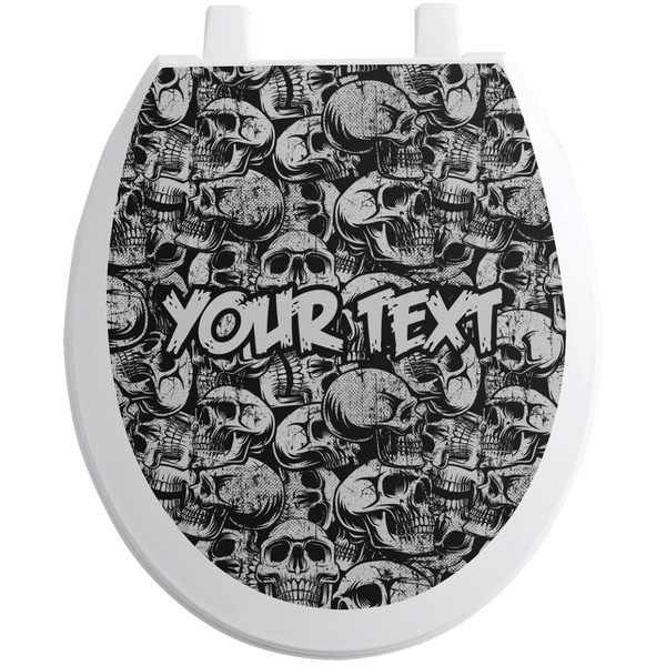 Custom Skulls Toilet Seat Decal - Round (Personalized)