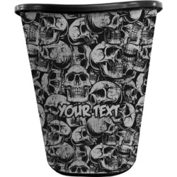 Skulls Waste Basket - Single Sided (Black) (Personalized)